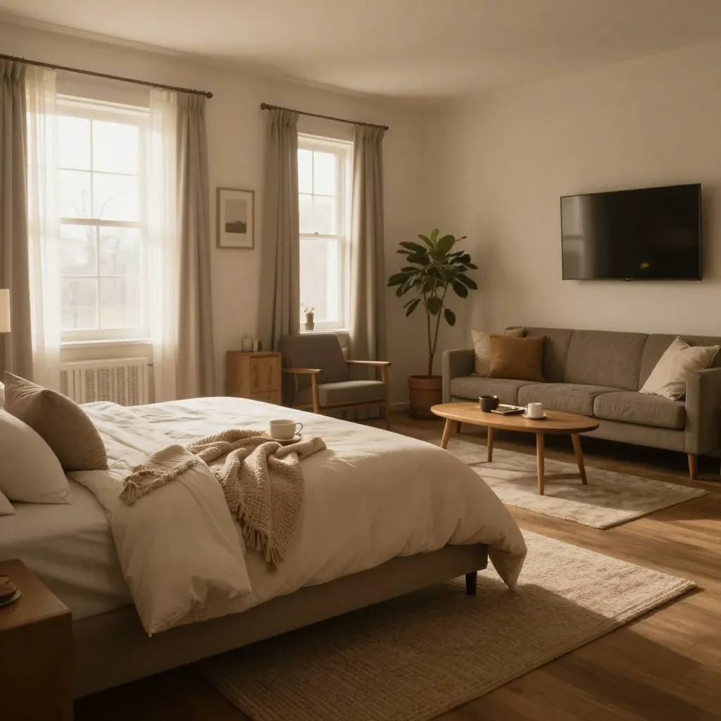 Desk with morning notebook and tea